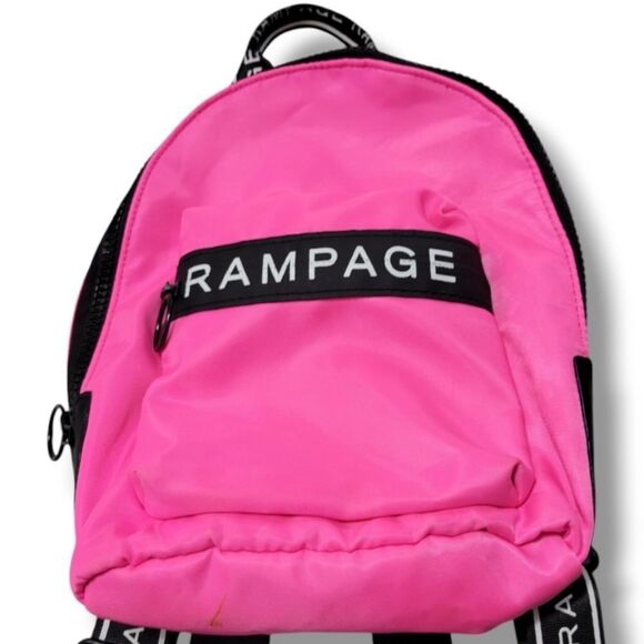 Rampage Backpack Rampage Mini Backpack Hot Pink Bag With Black Adjustable Straps - Picture 3 of 6